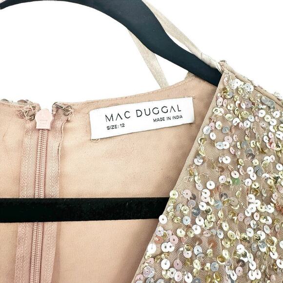 Mac Duggal Sequin Wrap Over Puff Surplice Gown Shimmering Size 12 NWT - Picture 7 of 11